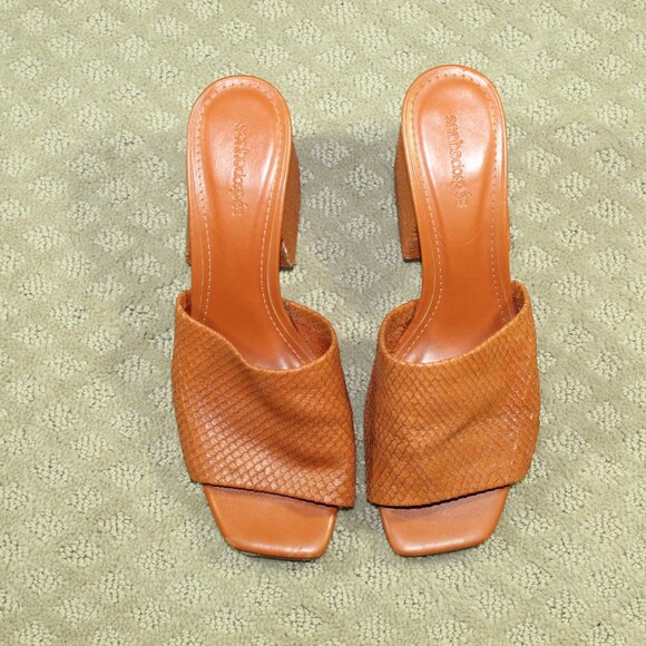 Sonhodospes Women's 8.5 / 39 Brown Scale-look 3" Chunky Heels - Picture 2 of 6